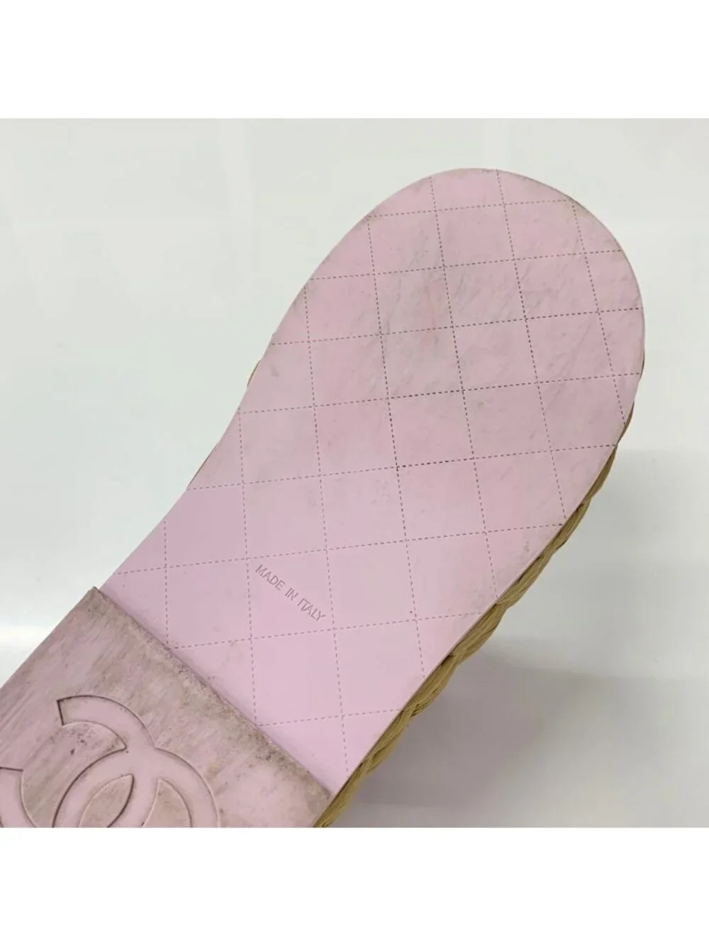 Chanel Tweed Patent CC Logo Velcro Sandals Pink